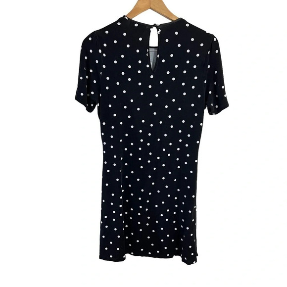 ASOS Curve Polka Dot Dress Size 12 Black and White Knee Length Short Sleeve Knit - Picture 2 of 6